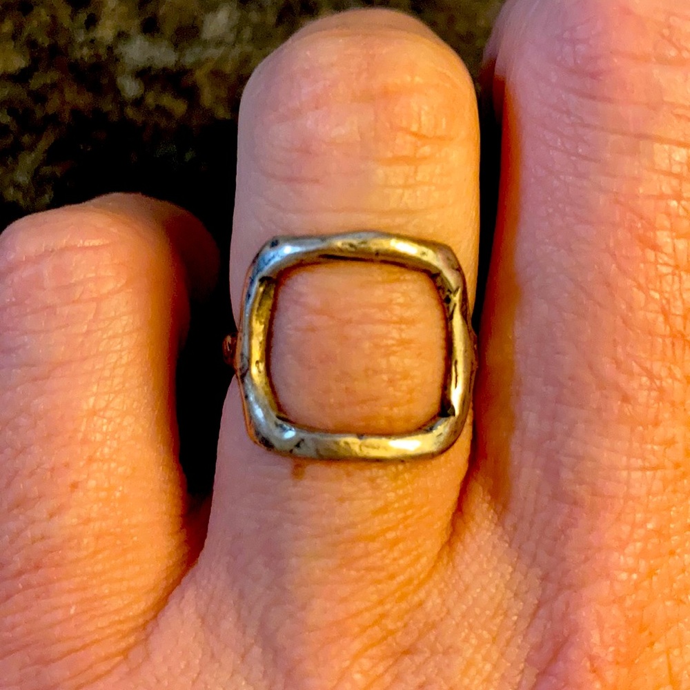 One of a kind sterling silver square top ring